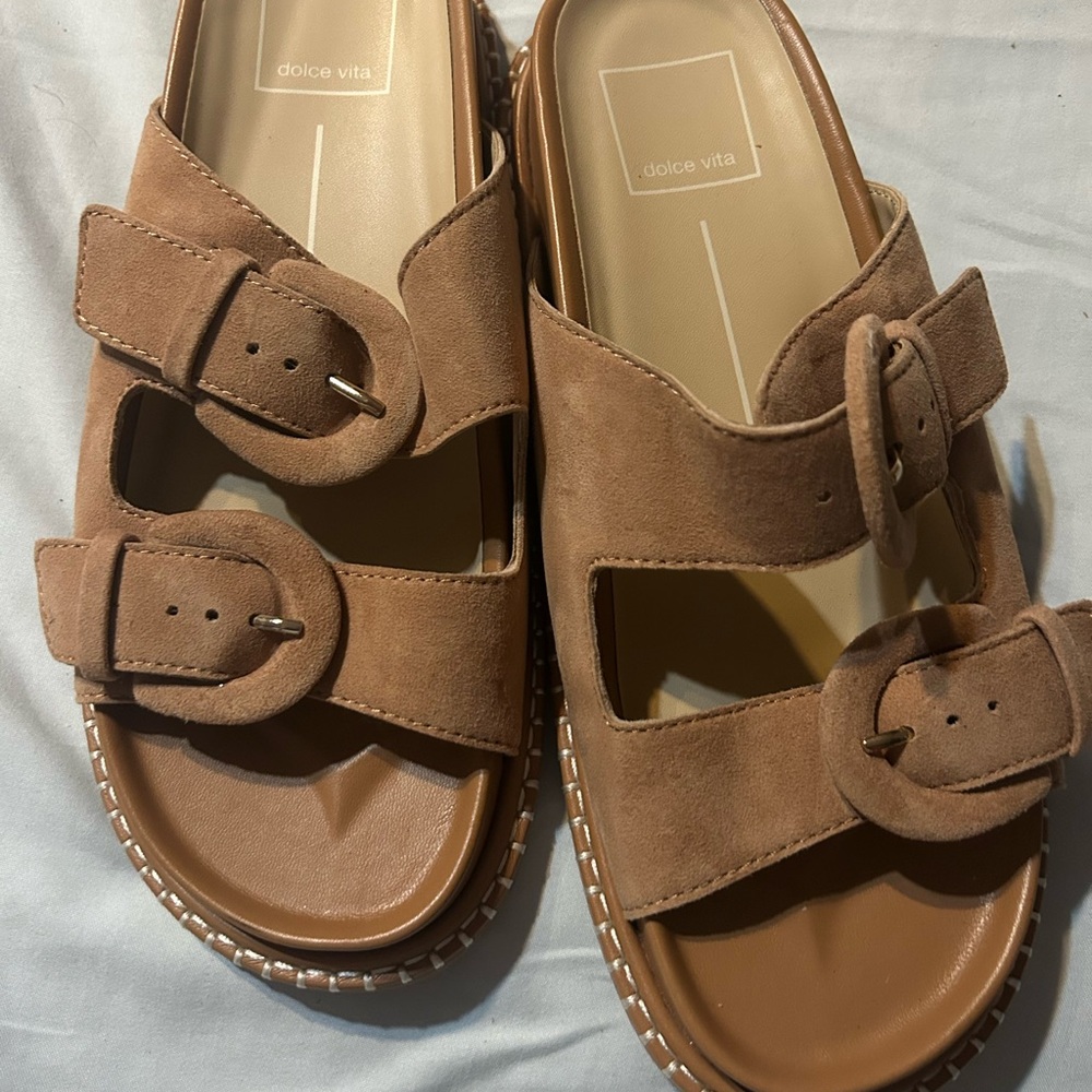 Dolce Vita Brown Suede Buckle Sandals